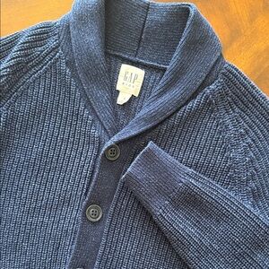 GAP Kids Navy Blue Shawl Collar Chunky Knit Cardigan Boys Size Small 5 Buttons